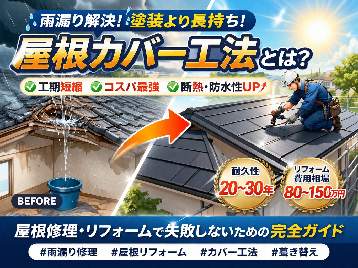 屋根カバー工法のイメージ