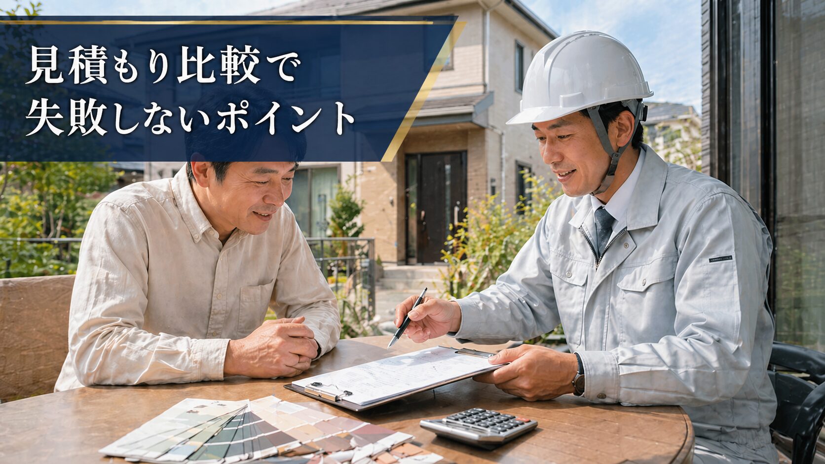 外壁塗装の見積もりを比較する様子